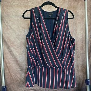 Banana Republic Navy, Red, and White Stripped Sleeveless Shirt